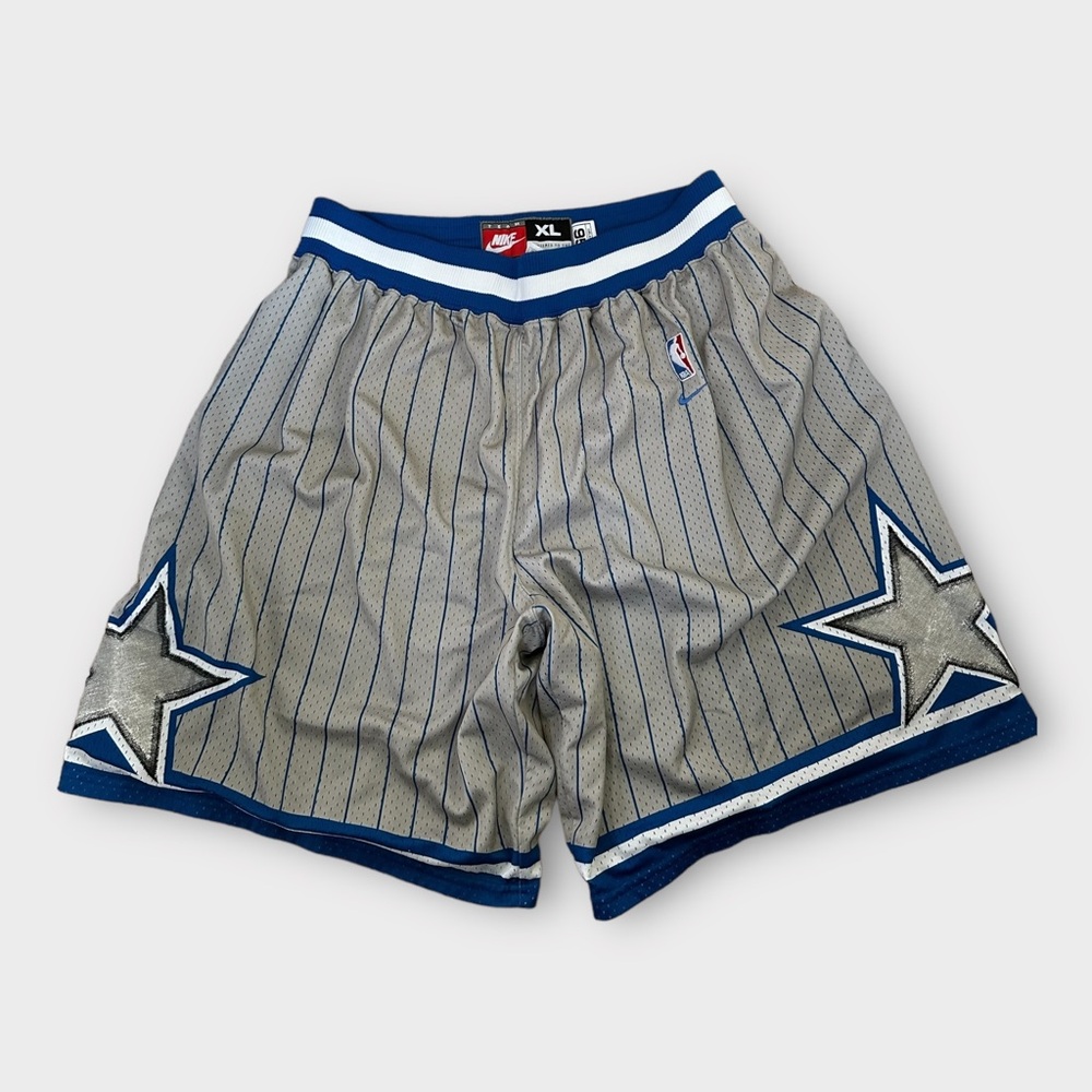 Vtg 90s Nike Orlando Magic Pinstripe NBA Shorts - Silver Tag Mesh, size XL Men's